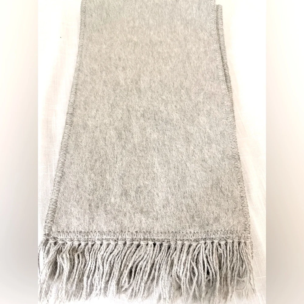 LANART collection Gray Fringed Hand Crafted Pure 100% ALPACA‎ Scarf
